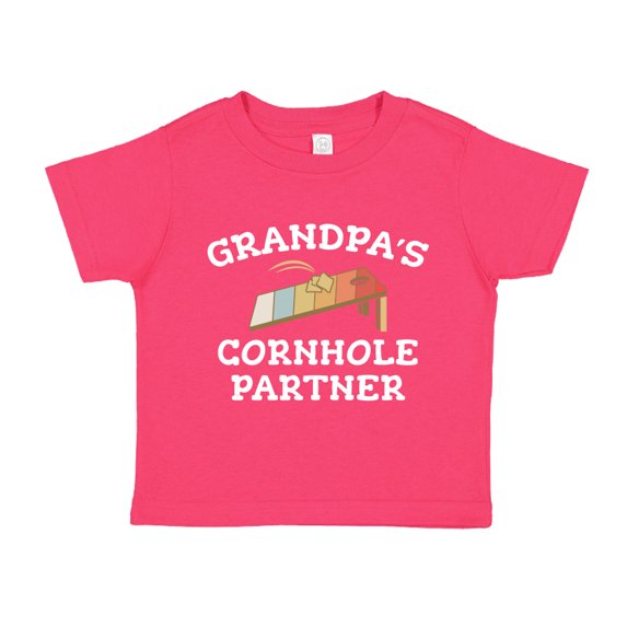 Grandpa's Cornhole Partner Toddler T-Shirt 3T Cyber Pink