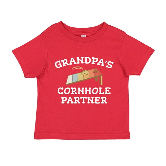 Grandpa's Cornhole Partner Toddler T-Shirt 5/6T Red