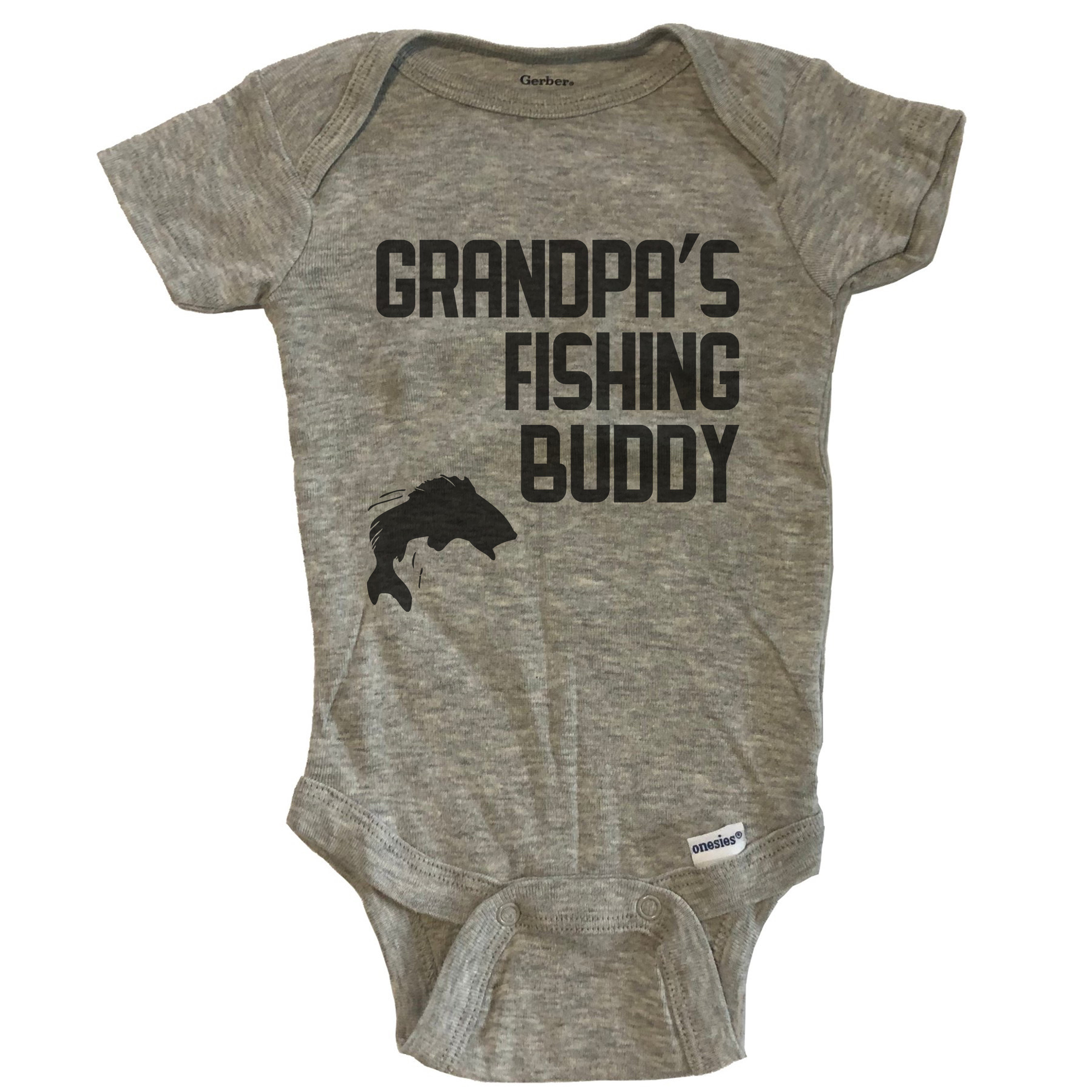 Grandpa's Fishing Buddy Baby Bodysuit - Grey 