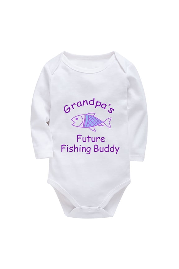 Grandpa's Future Fishing Buddy Onesie for Baby Long Sleeve Unisex Onsies White Baby Boy Onsies 0-3 Months