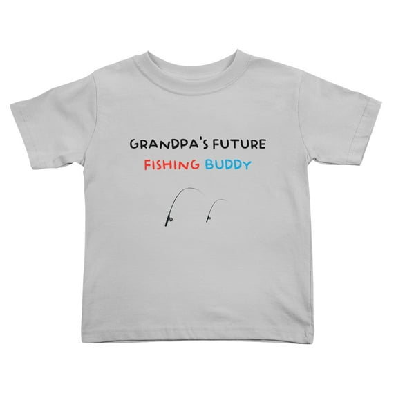 Grandpa's Future Fishing Funny Toddler T-Shirts for Boys Girls (Gray, 2T)