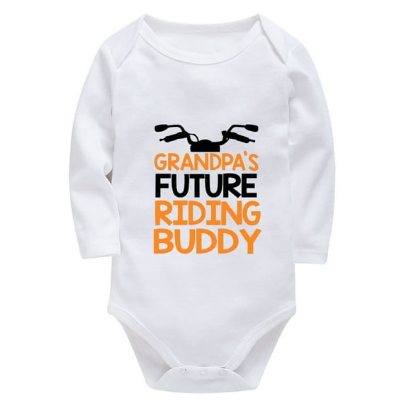 Grandpa's Future Riding Buddy Newborn Baby Outfits Long Sleeve Boy Newborn Outfit White 6 Month White Onesie