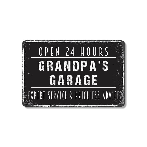Grandpa’s Garage (2 Pack) 8 Inch x 12 Inch Novelty Plastic Sign Open Tools Memories Durable Weatherproof Perfect for Garages Workshops Sheds Fun Gift for Grandpas Dads Handymen Crafted