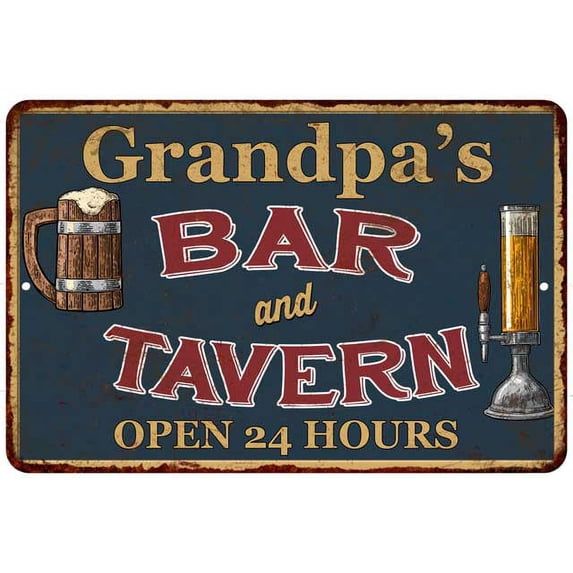 Grandpa's Green Bar & Tavern Rustic Sign 8 x 12 Matte Finish Metal 108120047003