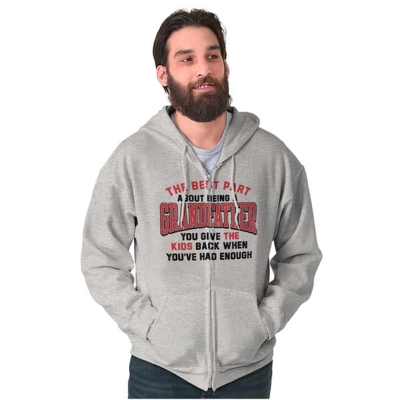 Grandpa's Had Enough Grandfather Zip Hoodie Sweatshirt Men Brisco Brands L