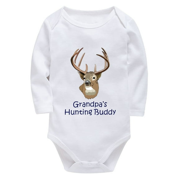 Grandpa's Hunting Buddy Newborn Boy Outfits for Hospital Coming Home Long Sleeve Cute Newborn Boy Clothes White Girl Onsie