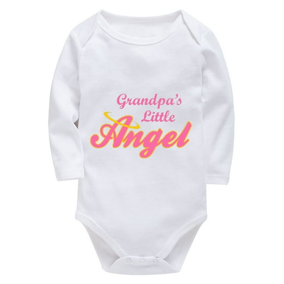 Grandpa's Little Angel Newborn Boy Coming Home from Hospital Outfit Long Sleeve Boy Coming Home Outfit White Baby Girl Rompe