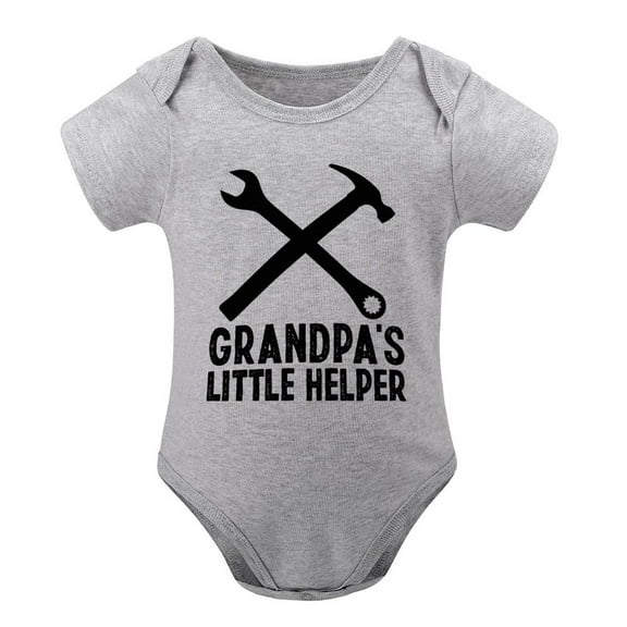 Grandpa’s Little Helper - Baby Clothes - Funny Newborn Bodysuit Outfits for Boys And Girls Gray-style-1 9months