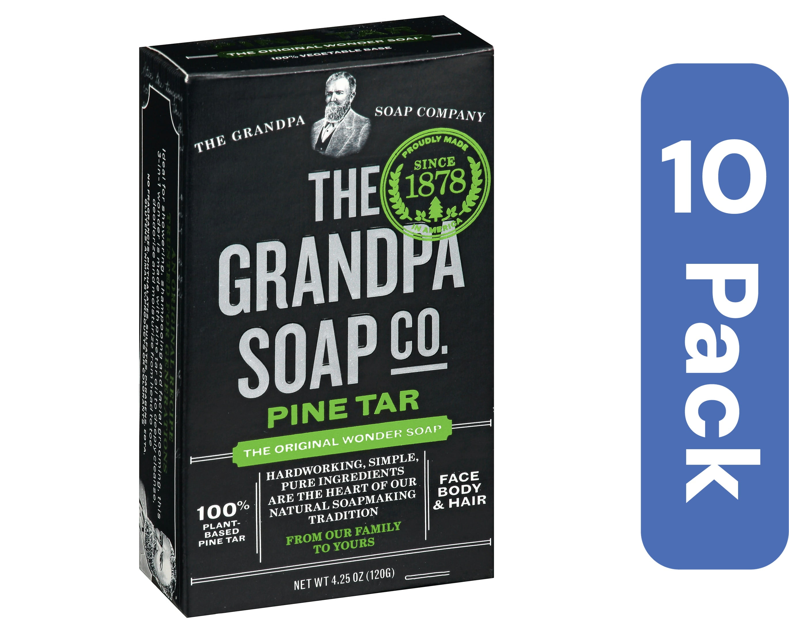 The Grandpa Soap Co. Face Body & Hair Bar Soap Pine Tar 92g