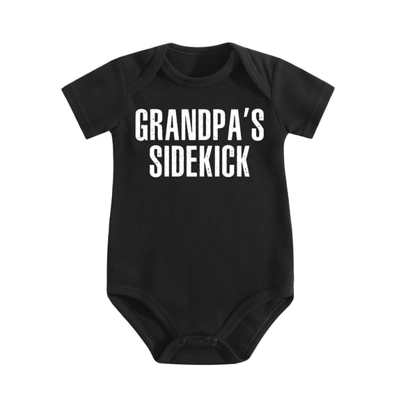 Grandpa's Sidekick Baby Bodysuit Cute Newborn Outfit Funny Boy Girl Grandparent Infant Black-style 9-12M