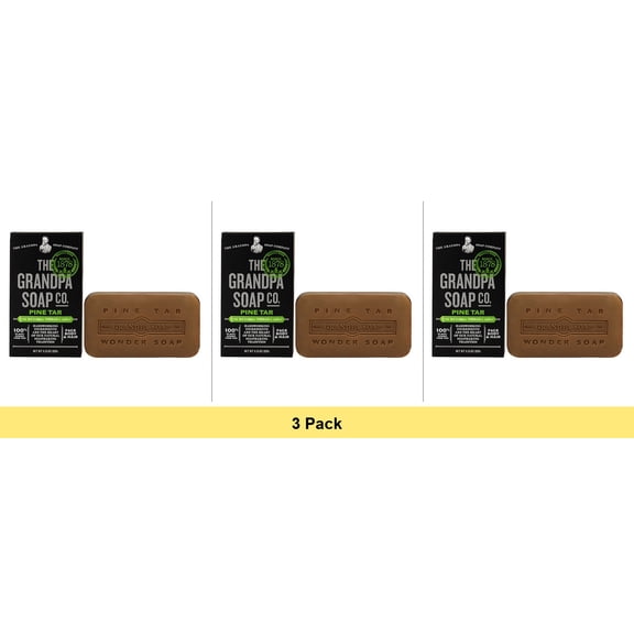 Grandpa's Wonder Pine Lathers White Tar Bath Bar Soap - 3.25 Oz - 3 Pack