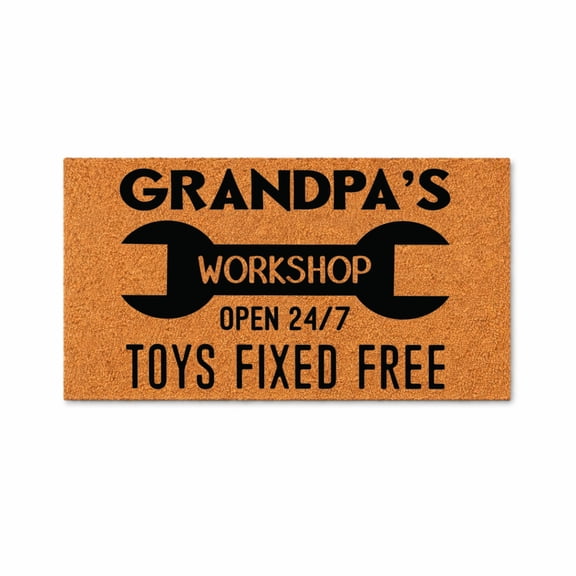 Grandpa's Workshop Doormat, Welcome Mat, Open / Toys Fixed Free, New Home Gift, Father's Day Gift 7541 (16x24 inches) 7541