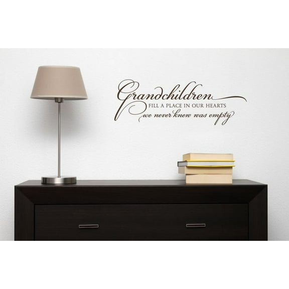 Grandparent Décor Grandchildren Fill Our Hearts Family Wall Stickers Decals Vinyl Quote 23x8-Inch Chocolate Brown