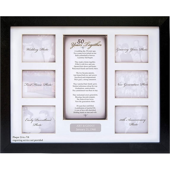 The Grandparent Gift Co. 50th Anniversary Collage Picture Frame - 11?x14? Photo Wall Frame with 6 (3? x 2.75?) Openings and a Beautiful Poem Displayed in Center - ?50 Years Together?