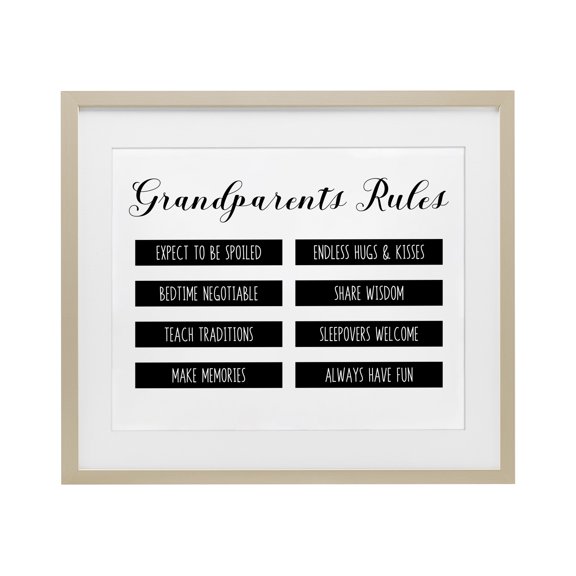 Stupell Industries Grandparent's Rules Modern List Birch Framed Print Under Glass, design by CAD Designs, 13 x 16