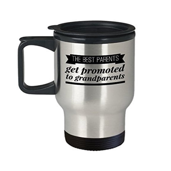 Grandparents Coffee Mug - The Best Parents Get Promoted To - Gift for Grandpa Grandma - 14 oz Stainless Steel Travel Cup
