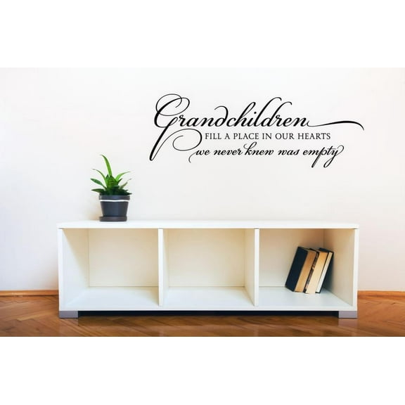 Grandparents Décor Gift Grandchildren Fill Place in Our Hearts Family Vinyl Wall Stickers Decals 33x11-Inch Black