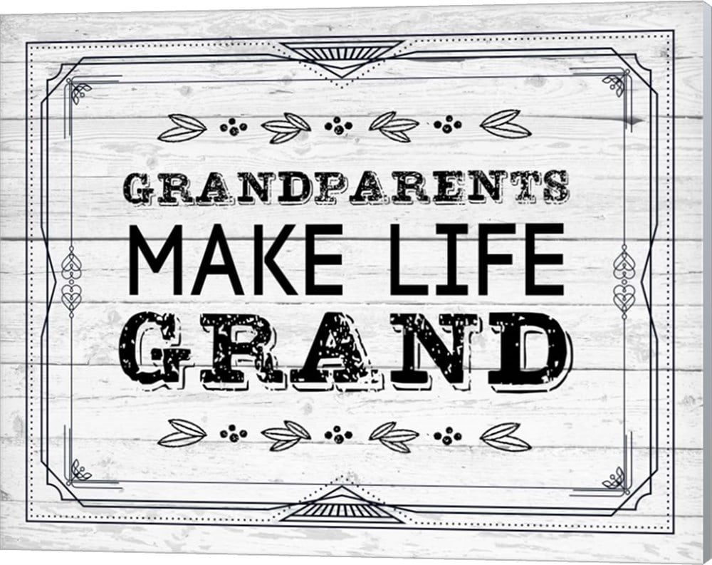 Grandparents Make Life Grand Canvas Wall Art with Painted Wood Background