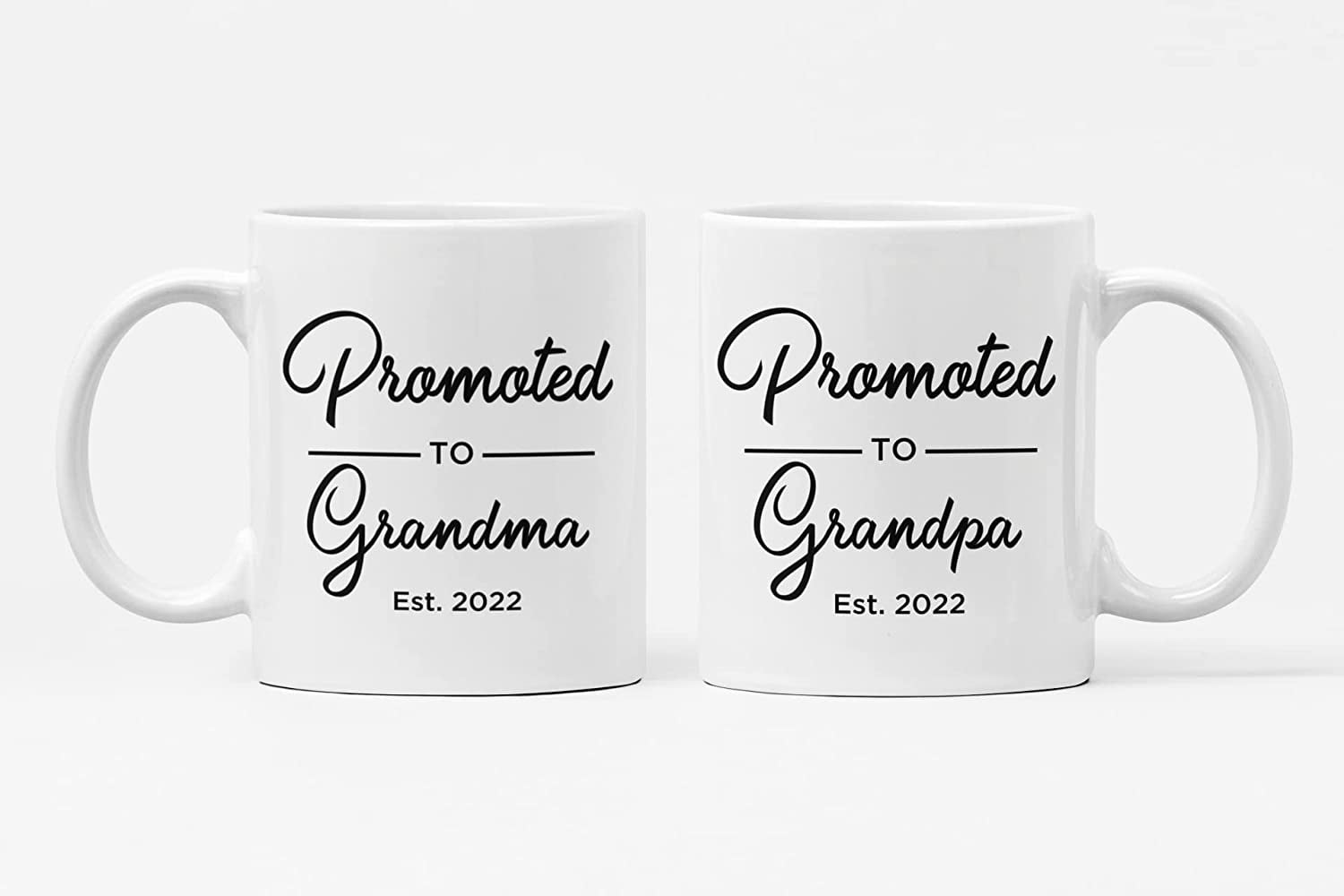 Grandparents Pregnancy Reveal Coffee Mugs, Baby Announcement Mug Set, Promoted to Grandma & Grandpa Cups, Future Grandfather Custom Year Gift Ideas, Grandmom to Be Gifts