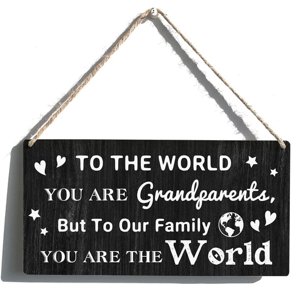 Grandparents Sign Gift Farmhouse to the World You are Grandparents Wooden Hanging Sign Plaque Rustic Wall Art Decor for Home Decoration 10x5 Inch