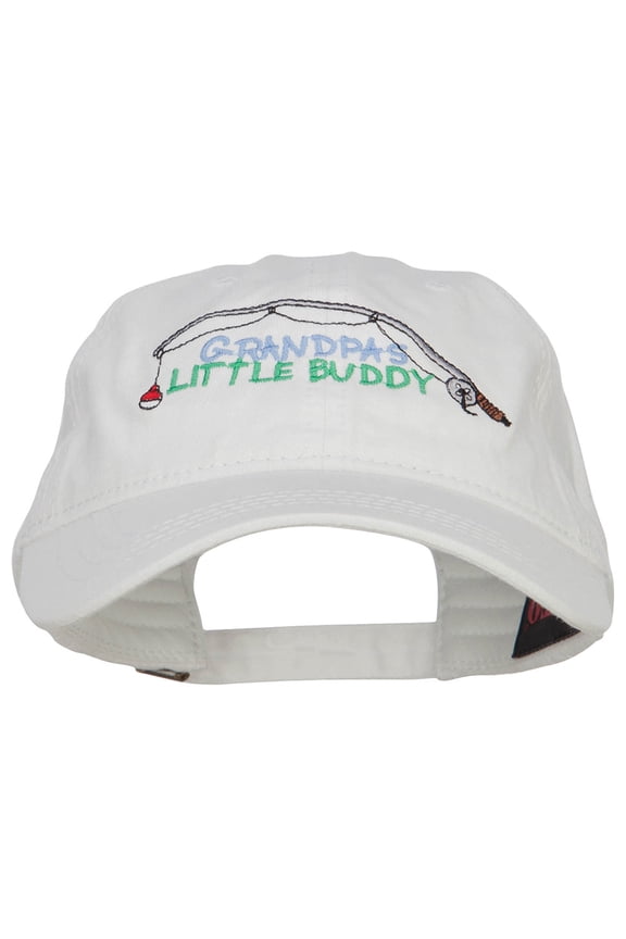 Grandpas Little Buddy Embroidered Washed Cap - White OSFM