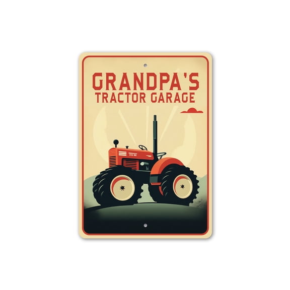 Grandpas Tractor Garage Aluminum Metal Decor Sign - 4x18 inches