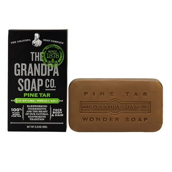 Grandpas Wonder Pine Lathers White Tar Bath Bar Soap - 3.25 Oz