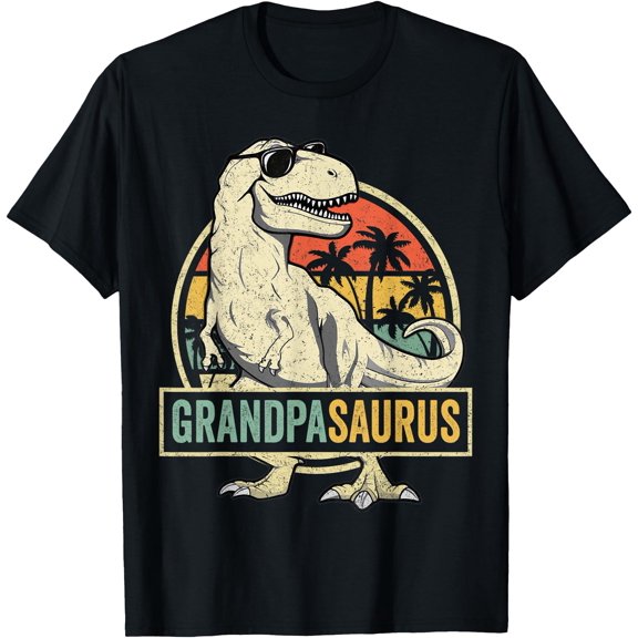 Grandpasaurus T Rex Dinosaur Grandpa Saurus Family Matching Unisex T-Shirt for Men Women,Black Color,Size 2XL