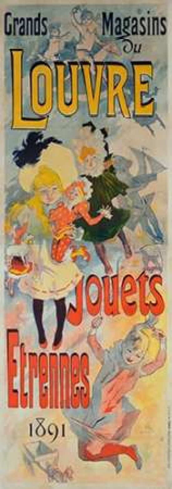 Grands Magasins du LouvreJouets Etrennes 1891 Canvas Art - Jules Cheret (24 x 48)