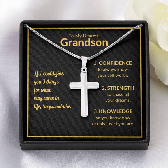 Grandson - Beautiful Chapters - Artisan Cross Necklace, Birthday Gift