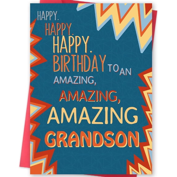 Grandson Birthday Card, Birthday Card Gift for Grandson from Grandfather Grandmother