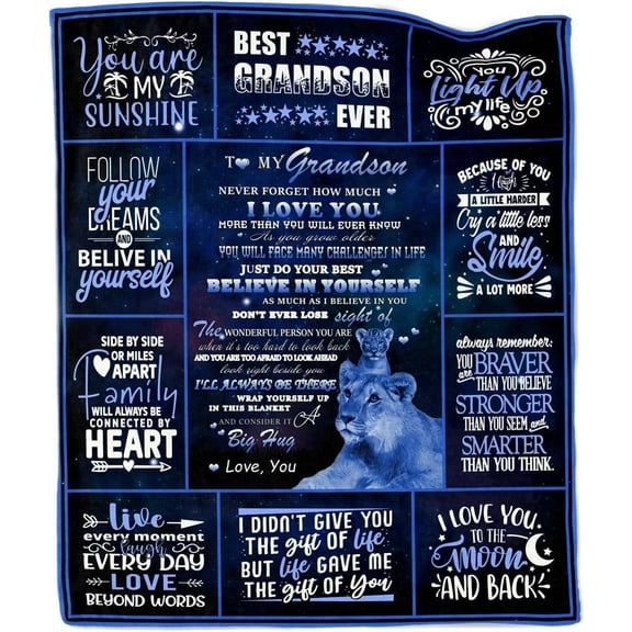 Grandson Birthday Gifts, Blanket for Grandson, Gifts for Grandson from Grandma, Grandson Gifts from Grandma, Birthday Gifts for Grandson, Grandson Graduation Gifts Throw Blankets 50"X60"