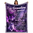 thumbnail image 1 of To My Grandson Blanket from Grandma, Wolf Design Fleece Throw with Bravery Quote, Inspirational Gift for Birthday or Graduation, Soft Cozy Quilt Blanket, 1 of 6