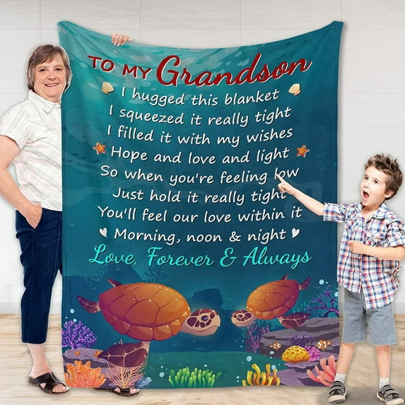 to My Grandson Blanket, Grandson Gifts from Grandma Grandpa Grandparents, Blanket Gifts for Christmas Birthday Graduation Anniversary Thanksgiving, Idea Gifts Throw Blanket