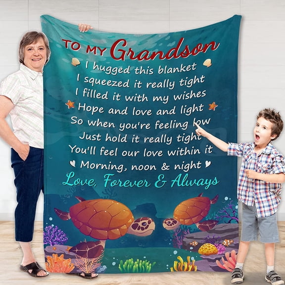 to My Grandson Blanket, Grandson Gifts from Grandma Grandpa Grandparents, Blanket Gifts for Christmas Birthday Graduation Anniversary Thanksgiving, Idea Gifts Throw Blanket