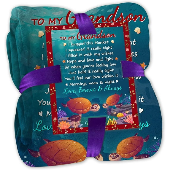 to My Grandson Blanket, Grandson Gifts from Grandma Grandpa Grandparents, Grandson Blanket Gifts for Christmas Xmas Birthday Graduation Anniversary Thanksgiving, Idea Gifts Throw Blanket