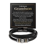 To My Grandson Bracelet, Grandson Bracelet From Grandma, Grandsons Gift From Grandparents, Anniversary Graduation Valentine Christmas Birthday Gifts For Grandsons With Message Card And Gift Box