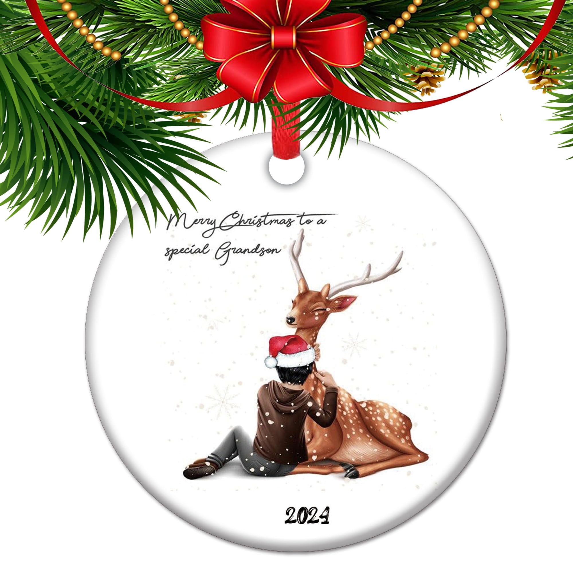 Grandson Christmas Ornaments 2024, OIF8 to a Special Grandson for