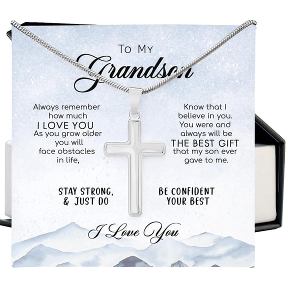 Grandson Cross Necklace Proud Family Keepsake, Multi Cross Necklace