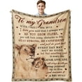 thumbnail image 1 of Grandson Gifts Blanket - Grandson Gifts from Grandma - Gifts for Grandson - Grandson Gifts from Grandpa/Nana - Grandson Birthday Gift - Graduation Party Gift Ideas Decor Throw Blankets 60"X50", 1 of 6