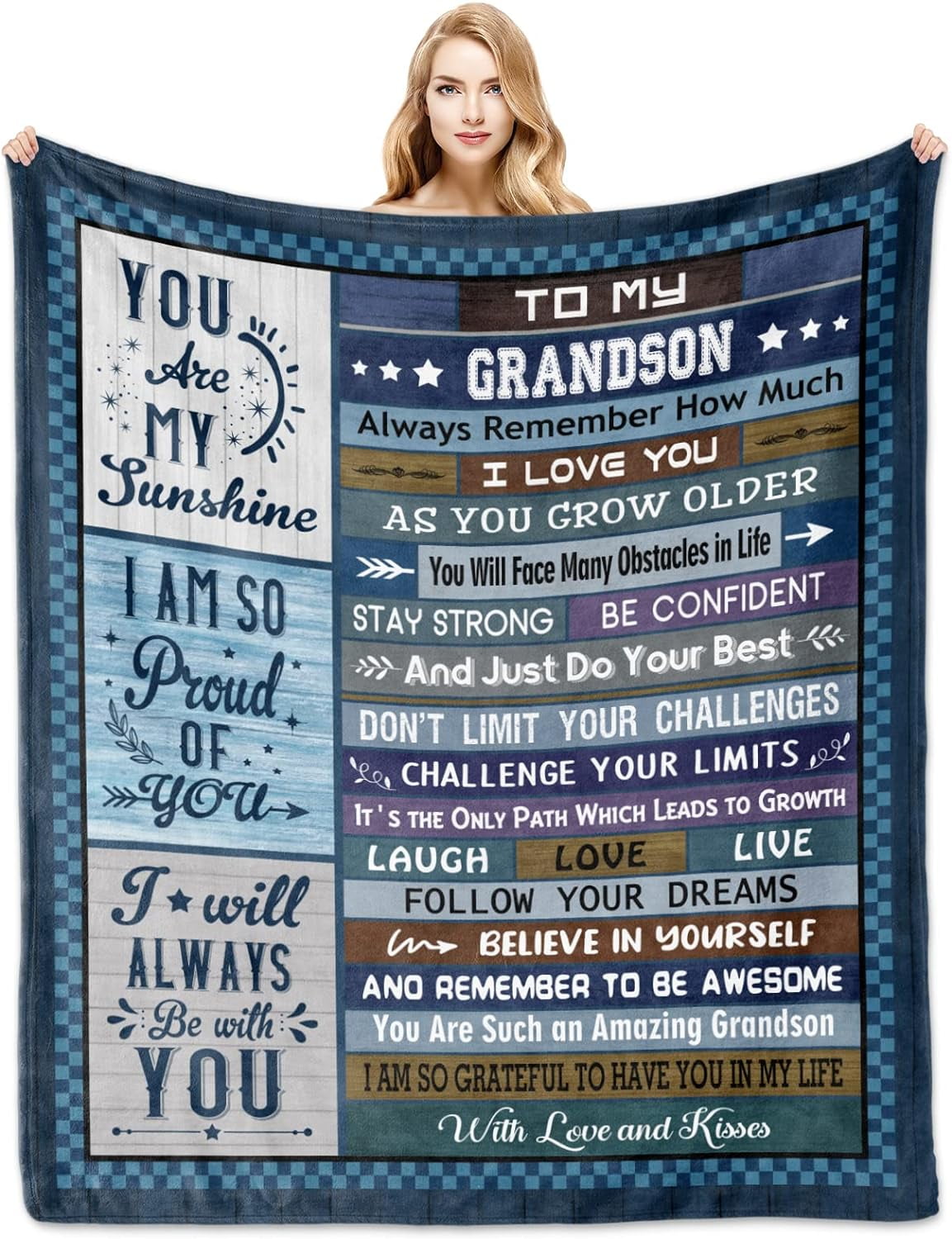 Grandson Gifts from Grandma, Grandson Blankets 60"x50", Adult Grandson