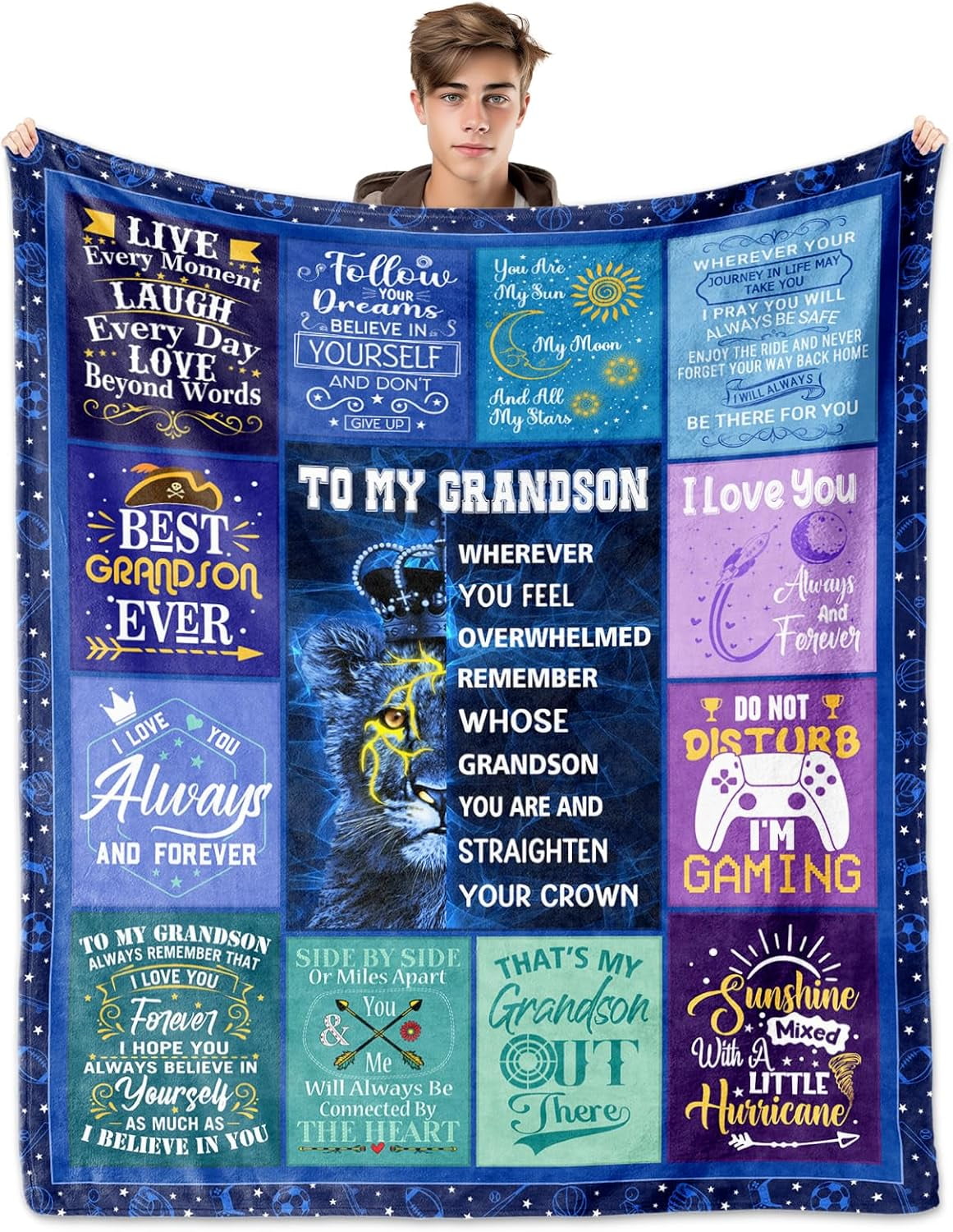 Grandson Gifts from Grandma, Gifts For Grandson Blanket , Birthday