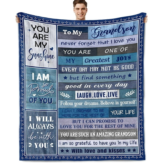 Grandson Gifts from Grandma - Gifts for Grandson - to My Grandson Blanket - Grandson - Grandson Birthday Gifts - Grandson Christmas Graduation Gifts Throw Blanket 60x50 Inch
