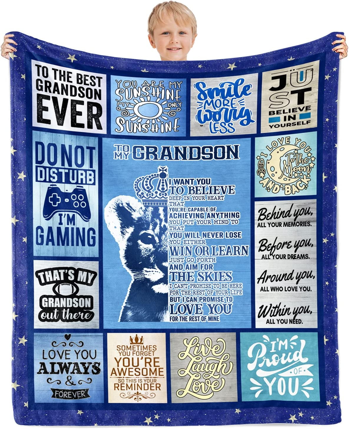 Grandson Gifts from Grandma Grandpa, Blanket for Grandson, Gifts for