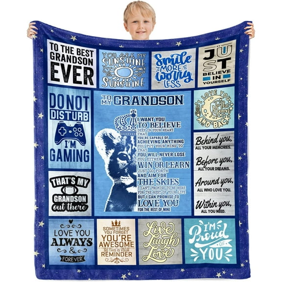 Grandson Gifts from Grandma Grandpa, Blanket for Grandson, Gifts for Grandson, Grandson Birthday Gifts, Best Grandson Ever Gift Throw Blanket 60"x50" Grandson Gift Ideas for Christmas Graduation