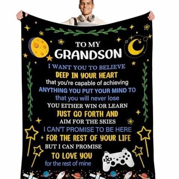 Grandson Gifts from Grandma Grandpa, Gifts for Grandson Blanket, Grandson Birthday Gifts, Grandson Gift from Grandparents, Blanket for Grandson, Grandson Graduation Gifts Throw Blanket 50"X60"