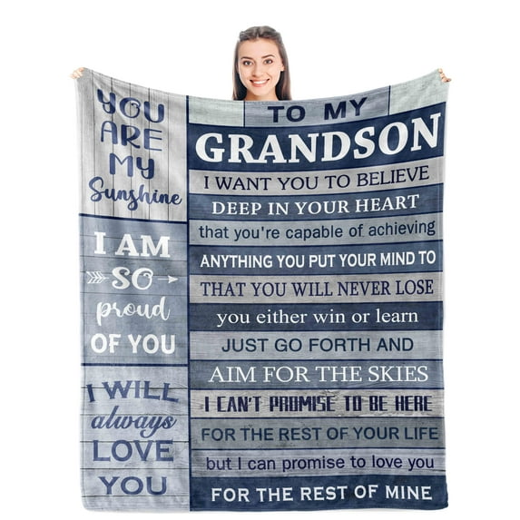 Grandson Gifts from Grandma Grandpa Birthday Gift for Grandson Graduation Gifts Fleece Blanket