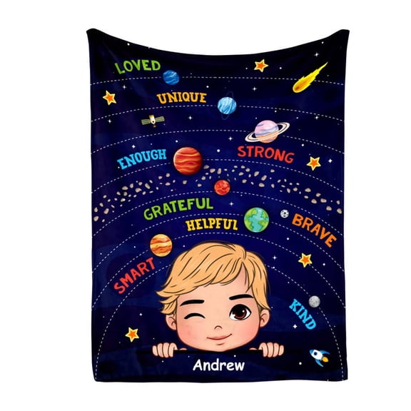 Grandson I Am Kind Solar System Planets Fleece Blanket, 50x60in Fleece Blanket