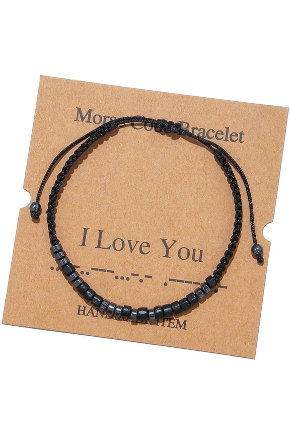 To My Grandson,I Love You Morse Code Bracelet,Personalized Mens Bracelet,Inspirational Bracelet Braided Silk Adjustable Wristband Bracelet Jewelry Gift
