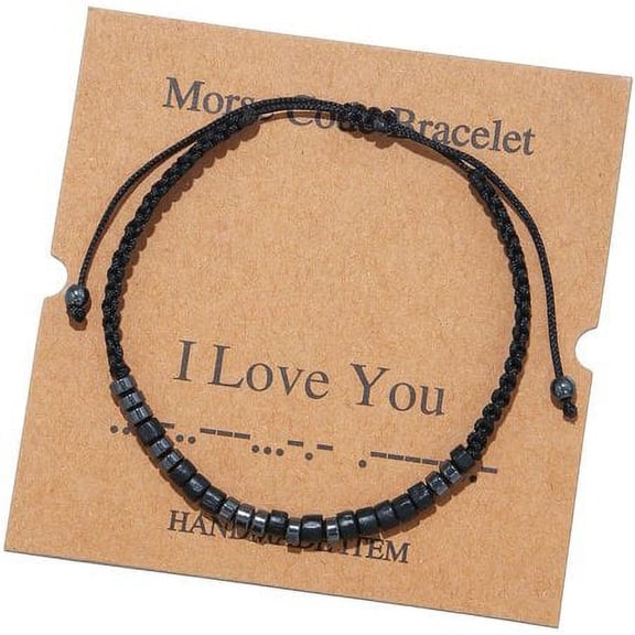 My Grandson,I Love You Morse Code Bracelet,Personalized Mens Bracelet,Inspirational Morse Code Bracelets for Couples Braided Beaded Silk Adjustable Wristband Bracelet Jewelry Gift (2pcs*A)